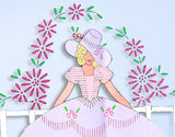 1940s Vintage Laura Wheeler Embroidery Transfer 775 Uncut Garden Gal Pillowcases