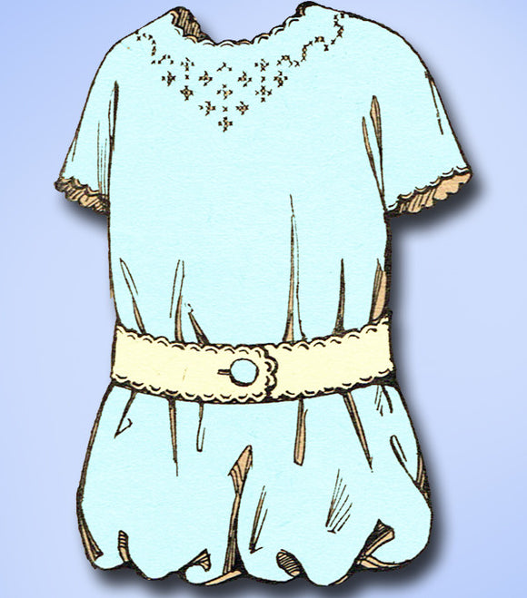 1910s Antique Embroidery Transfer 946 Rare and Sweet Uncut Toddler Romper Trim