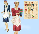 McCall 1012: 1930s Rare Maids Apron with Cap Collar Cuffs Vintage Sewing Pattern
