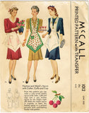 McCall 1012: 1930s Rare Maids Apron with Cap Collar Cuffs Vintage Sewing Pattern