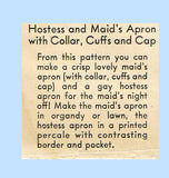 McCall 1012: 1930s Rare Maids Apron with Cap Collar Cuffs Vintage Sewing Pattern
