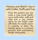 McCall 1012: 1930s Rare Maids Apron with Cap Collar Cuffs Vintage Sewing Pattern
