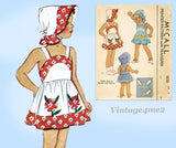 McCall 1030: 1940s Toddler Girls Pinafore Sun Dress Sz 2 Vintage Sewing Pattern