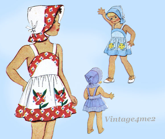 McCall 1030: 1940s Toddler Girls Pinafore Sun Dress Sz 2 Vintage Sewing Pattern
