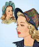 1940s Original Vintage McCall Sewing Pattern 1035 Misses Set of Brimmed Hats - Vintage4me2