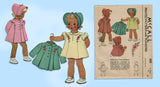 McCall 1051: 1940s Baby Girls Dress Coat & Bonnet Sz 6mos Vintage Sewing Pattern