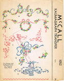 1940s Vintage McCall Embroidery Transfer 1052 Sweet Uncut Baby Pillows