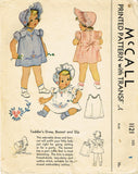 McCall 1121: 1940s Vintage McCalls Sewing Pattern Baby Heirloom Dress & Bonnet Size 1 vintage4me2