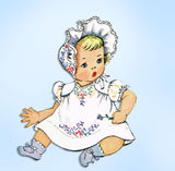 McCall 1121: 1940s Vintage McCalls Sewing Pattern Baby Heirloom Dress & Bonnet Size 1