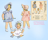 McCall 1121: 1940s Vintage McCalls Sewing Pattern Baby Heirloom Dress & Bonnet Size 1