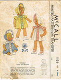 1940s Vintage McCalls Sewing Pattern 1126 Baby Girls Heirloom Dress & Bonnet 6mo