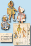 1940s Vintage McCalls Sewing Pattern 1126 Baby Girls Heirloom Dress & Bonnet 6mo