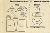 McCall 1126: 1940s Vintage McCalls Sewing Pattern Baby Girls Heirloom Dress & Bonnet Size 1