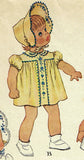 McCall 1126: 1940s Vintage McCalls Sewing Pattern Baby Girls Heirloom Dress & Bonnet Size 1