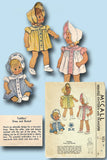 McCall 1126: 1940s Vintage McCalls Sewing Pattern Baby Girls Heirloom Dress & Bonnet Size 1