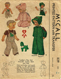 1940s Vintage McCalls Sewing Pattern 1139 Toddler Play Suit Jacket & Bonnet Sz 1