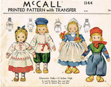 1940s Original Vintage McCall Pattern 1144 Uncut International Dolls & Clothes