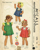 1940s Vintage McCall Sewing Pattern 1191 Toddler Girls Embroidered Jumper Size 4 - Vintage4me2