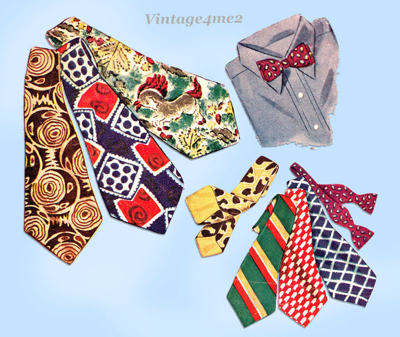 McCall's 1220: 1940s Rare Men's Tie Set One Size Fits All Vintage Sewing Pattern