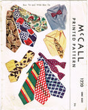 McCall's 1220: 1940s Rare Men's Tie Set One Size Fits All Vintage Sewing Pattern