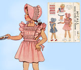 McCall 1245: 1940s Toddler Girls Dress & Bonnet Size 4 Vintage Sewing Pattern