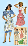 1940s Vintage McCall Sewing Pattern 1257 Misses Butterfly Apron Set Sz 30 32 B