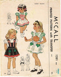 1940s Vintage McCall Sewing Pattern 1281 Toddler Girls Novelty Holiday Apron SM - Vintage4me2