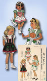 1940s Vintage McCall Sewing Pattern 1281 Toddler Girls Novelty Holiday Apron SM - Vintage4me2