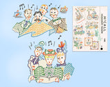 1940s Vintage McCall Embroidery Transfer 1288 Uncut Gay 90s Tea Towel Motifs