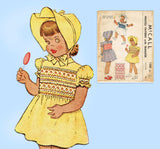 McCall 1308: 1940s Toddler Girls Dress & Bonnet Size 2 Vintage Sewing Pattern