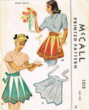 McCall 1312: 1940s Charming Misses Pieced Apron Fits All Vintage Sewing Pattern