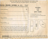 McCall 1313: 1940s Misses Bustle Back Apron Fits All Vintage Sewing Pattern