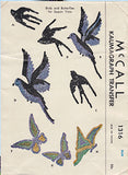 McCall Embroidery Transfer 1316: 1940s Uncut Sequin Bird & Butterfly Dress Trims