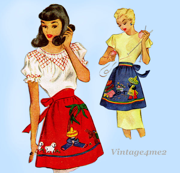 McCall 1336: 1940s "Gay Mexican" Apron One Size Fits All Vintage Sewing Pattern