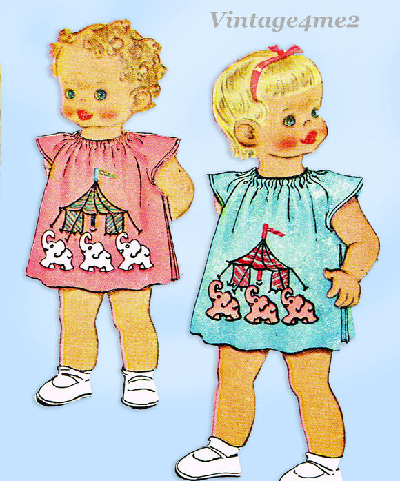 McCall 1340: 1940s Cute Baby Girls Circus Apron Size 1-3 Vintage Sewing Pattern
