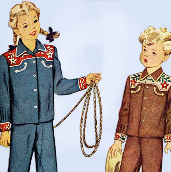 1940s Vintage McCall Sewing Pattern 1347 Toddlers Western Suit or Costume Size 4 -Vintage4me2