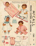 1940s Original Vintage McCall Pattern 1362 Sweetie Pie Baby Doll Clothes 16 inch