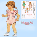 McCall 1393: 1940s Sweet Embroidered Baby Romper Sz 6mos Vintage Sewing Pattern