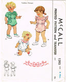 McCall 1393: 1940s Sweet Embroidered Baby Romper Sz 6mos Vintage Sewing Pattern