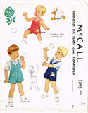 1940s Vintage McCall Sewing Pattern 1395 Toddler Boys Ducky Romper & Blouse Sz 1