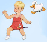 1940s Vintage McCall Sewing Pattern 1395 Toddler Boys Ducky Romper & Blouse Sz 1