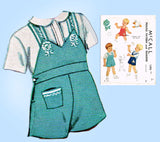 1940s Vintage McCall Sewing Pattern 1395 Toddler Boys Ducky Romper & Blouse Sz 1