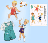 1940s Vintage McCall Sewing Pattern 1395 Toddler Boys Ducky Romper & Blouse Sz 1