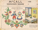 1940s Uncut McCall Embroidery Transfer 1428 Pennsylvania Dutch Kitchen Motifs