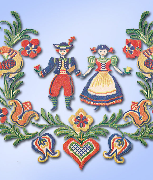 1940s Uncut McCall Embroidery Transfer 1428 Pennsylvania Dutch Kitchen Motifs