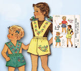 1940s Original Vintage McCall Pattern 1462 Toddler Sun Suit or Boxer Shorts Sz4 - Vintage4me2