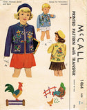 1940s Rare Original Vintage McCall Pattern 1464 Toddler Girls Mexican Jacket Sz6