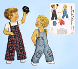 1940s Vintage McCall Sewing Pattern 1465 Toddler Boys Overalls w Puppy Toy Size 1