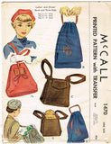 1940s Vintage McCalls Sewing Pattern 1470 Uncut Misses Hat & Purse Fits All