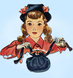 1940s Vintage McCall Sewing Pattern 1471 Uncut Toddler Girls Hat and Purse 21"H - Vintage4me2